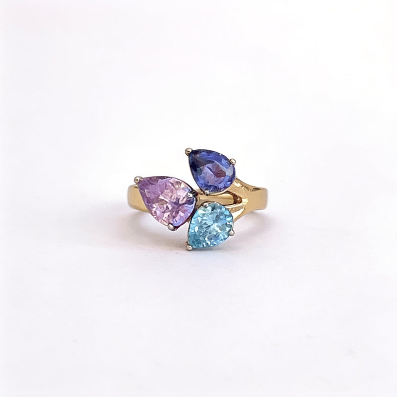 Anillo Birthstone Triple — Piedra de Nacimiento