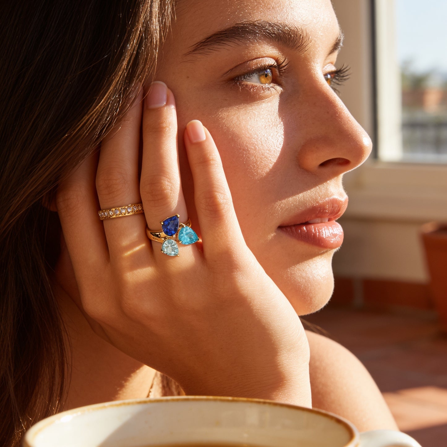 Anillo Birthstone Triple — Piedra de Nacimiento