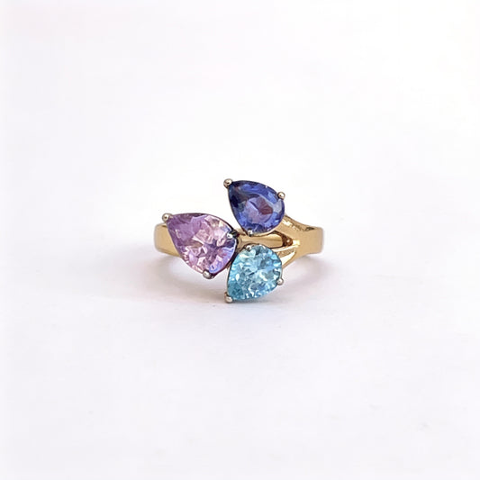 Anillo Birthstone Triple — Piedra de Nacimiento